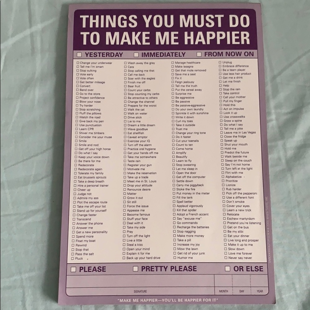 Make me happier note pad